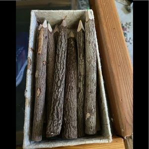 Set of handmade wooden colored pencil over 6” long as shown.